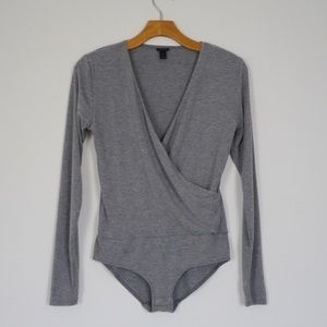 J. Crew gray wrap bodysuit size medium